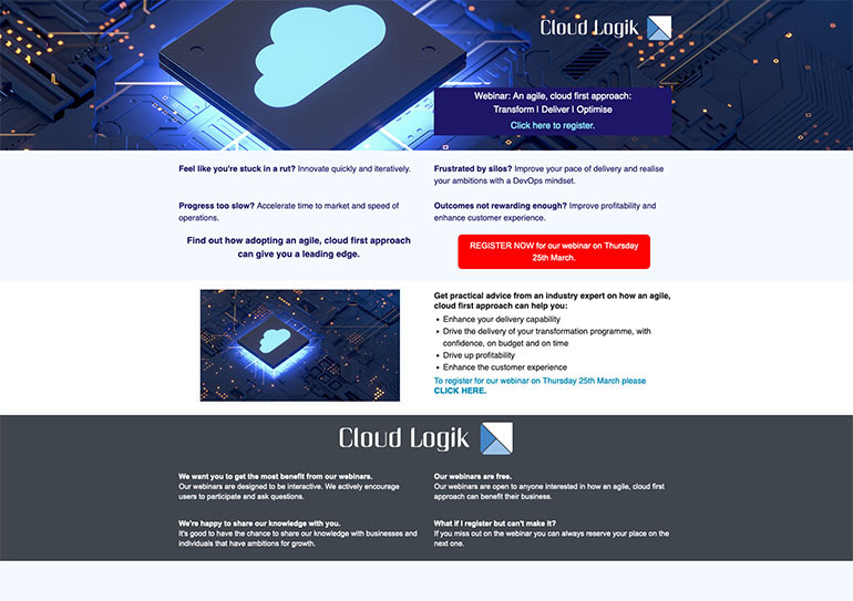 Cloud Logik landing page 2