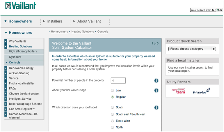 Vaillant solar calculator